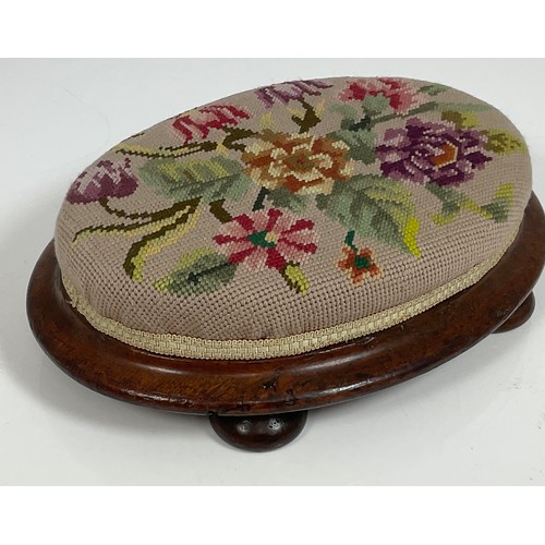 381 - SMALL OVAL EMBROIDERED FOOT STOOL