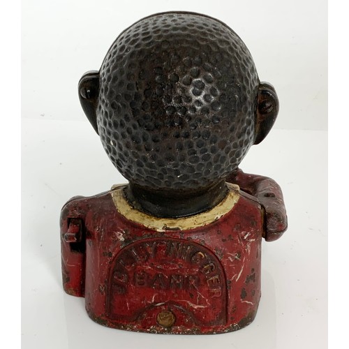 319 - CAST IRON JOLLY ‘NEGRO’ MONEY BOX 17cm TALL