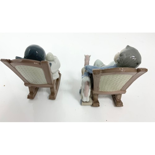 132 - 2 LLADRO FIGURES OF CHILDREN IN ROCKING CHAIR