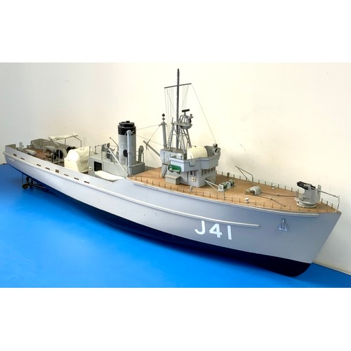 12 - LARGE SCALE MODEL OF HMS ALBURY J41, IN THE STYLE OF A TON CLASS MINESWEPER, WHILST THE ORIGINAL WAS... 