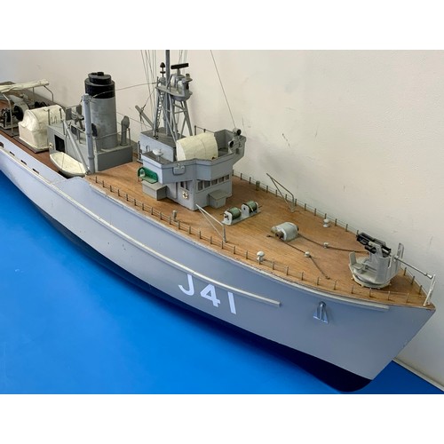 12 - LARGE SCALE MODEL OF HMS ALBURY J41, IN THE STYLE OF A TON CLASS MINESWEPER, WHILST THE ORIGINAL WAS... 