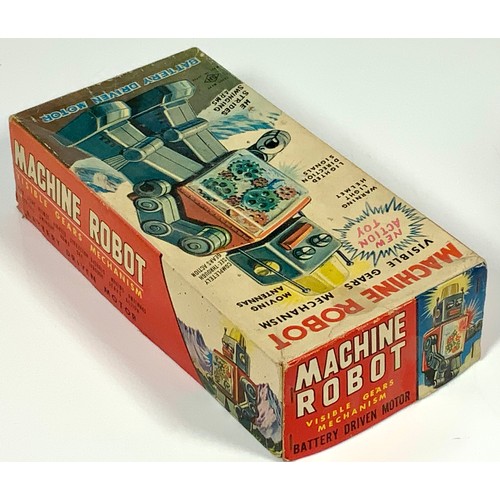 80 - A JAPANESE HORIKAWA MACHINE ROBOT, TINPLATE & PLASTIC, IN BOX. LITTLE WEAR ON THE BATTERY PLATE.