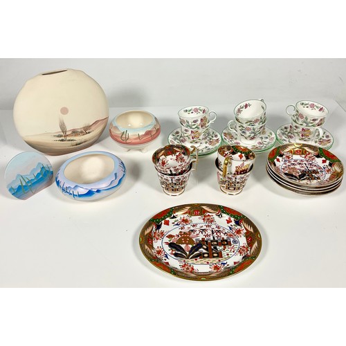 193 - NEW WEST POTTERY ITEMS TOGETHER WITH AN OVAL SHAPED IMARI PLATE AND TWO PART TEA SERVICES INCLUDING ... 