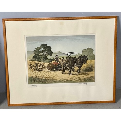 3 - JAMES PRIDDY ETCHING ENTITLED REAFING, LEON OLIN LITTLE GREY FERGIE LIMITED EDITION PRINT 125/500 TO... 