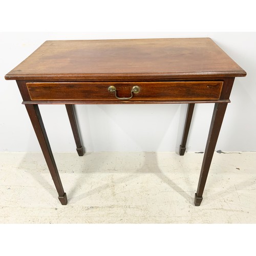 634 - MAHOGANY TABLE / DESK WITH SINGLE DRAWER  76cm LONG