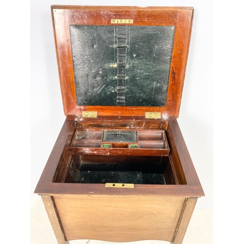 630 - MAHOGANY JEWELLERY/ SEWING BOX  70cm TALL