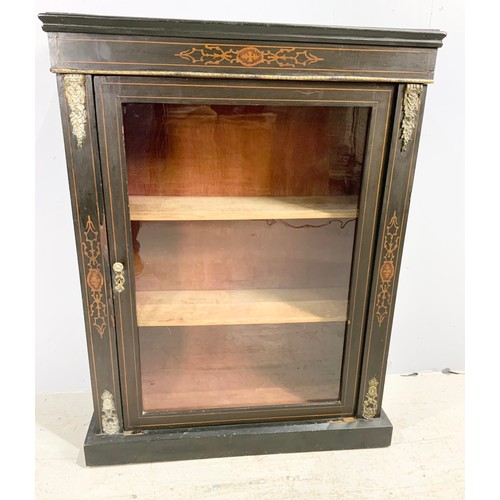 632 - EBONISED  INLAID PIER CABINET 97cm TALL