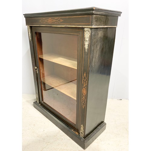 632 - EBONISED  INLAID PIER CABINET 97cm TALL