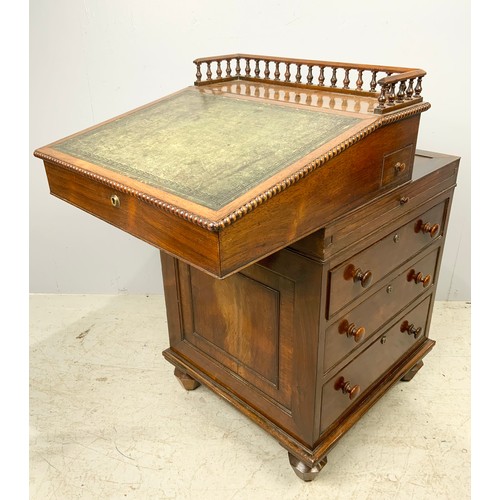 629 - IN THE MANNER OF GILLOWS,  ROSEWOOD DAVENPORT WITH TOOLED LEATHER WRITING SLOPE