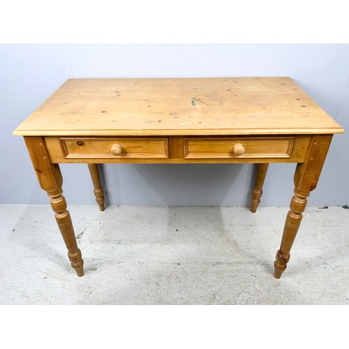 636 - PINE TABLE WITH TWO DRAWERS 100cm x 52cm