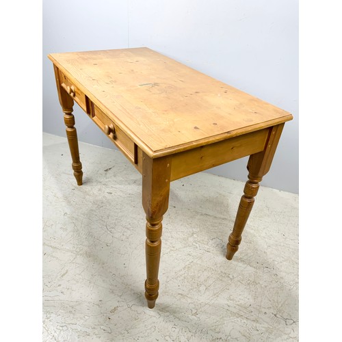 636 - PINE TABLE WITH TWO DRAWERS 100cm x 52cm