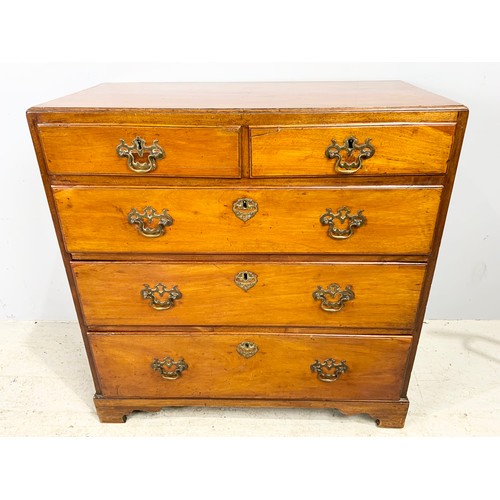 523 - 2 OVER 3 MAHOGANY CHEST OF DRAWERS ON BRACKET FEET 86cm TALL