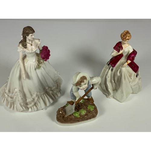 117 - ROYAL WORCESTER FIGURINES, SATURDAYS BOY, 3629 FIRST DANCE, & CONTRACT FIGURE YEAR 2000 ANNIVERSARY.