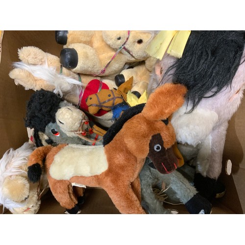 64 - COLLECTION OF VINTAGE SOFT TOYS, HORSES & DONKEYS