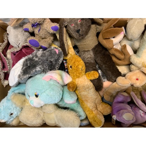 61 - A COLONY OF SOFT TOYS RABBITS, VARIOUS AGES AND MAKES & SIZES