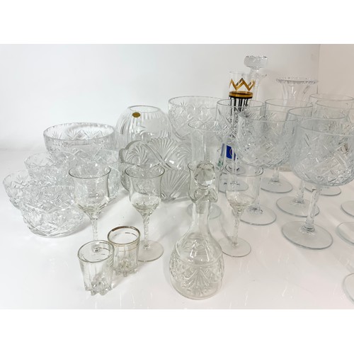 236 - QTY. MISC. GLASSWARE TO INC ROYAL BRIERLEY VASES,  12 LARGE GOBLETS ETC 2 TRAYS