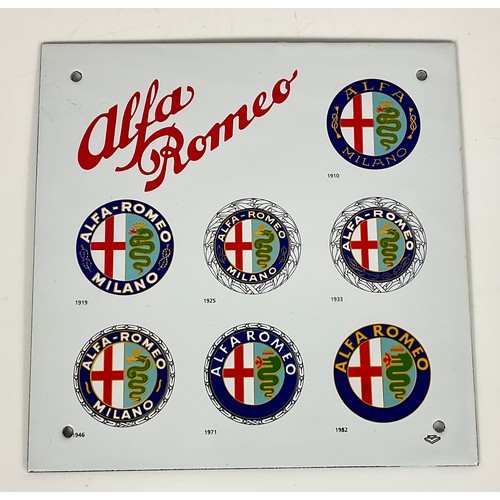 20 - GOOD QUALITY REPRO ENAMELLED ALFA ROMEO SIGN, APPROX. 22cm SQUARE