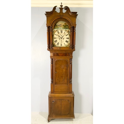 242 - OWEN DAVIS LAMPETER LONGCASE CLOCK WITH 8 DAY MOVEMENT, SUBSIDIARY SECONDS AND DATE, PAINTED DIAL, C... 