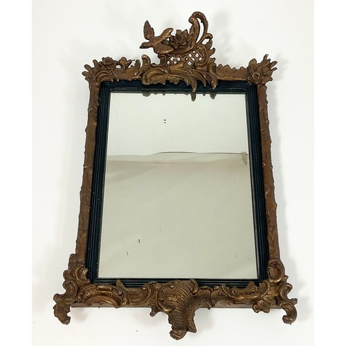 38 - RECTANGULAR MIRROR WITH ORNATE FRAME, APPROX. 34 X 57 cm overall