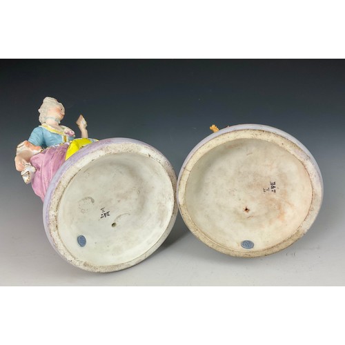 105 - PAIR OF 19TH CENTURY DEMARTIAL & TELLANDIER FOR LIMOGES FIGURES, MAN AND LADY, APPROX. 25.5 cm