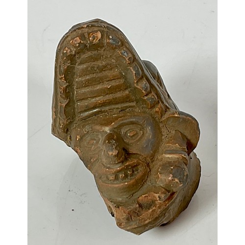 137 - QTY. POSSIBLY PERUVIAN TERRACOTTA AND OTHER STONEWARE ANTHROPOMORPHIC ANIMAL STUDIES AND 2 FLINT TOO... 