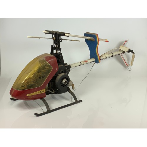 56 - RADIO CONTROLLED HELICOPTER MODEL, BASIS MOSKITO, OVERALL APPROX. 100 CM LONG, WITH ACCESSORIES BOX ... 