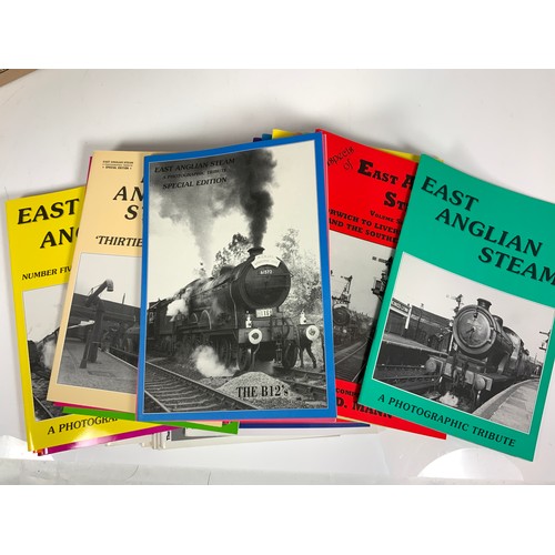 230 - MILEPOST PUBLICATIONS 18 TITLES, MOSTLY EAST ANGLIA, PLUS  29 P/B EAST ANGLIAN STEAM RAILWAY BOOKS