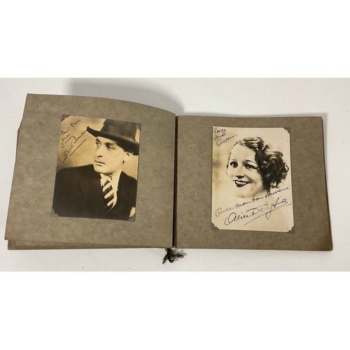 44 - TWO PHOTOGRAPH ALBUMS CONTAINING PHOTOGRAPHS AND POSTCARDS, MANY SIGNED DEPICTING EARLY STARS OF THE... 