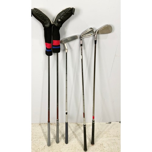 371 - ADAMS HYBRID 18 DEGREE & 20 DEGREE GOLF CLUBS, CARBITE FACED BALANCED PUTTER, CALLAWAY ROGUE 17 DEGR... 