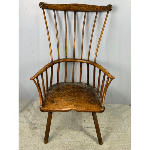 693 - PRIMITIVE, POSSIBLY WELSH, STICK BACK WINDSOR CHAIR 120cm TALL