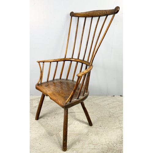 693 - PRIMITIVE, POSSIBLY WELSH, STICK BACK WINDSOR CHAIR 120cm TALL