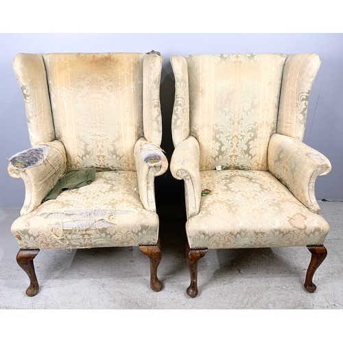 692 - PAIR OF  HIGHBACK  WING ARM CHAIRS A/F 104cm TALL
