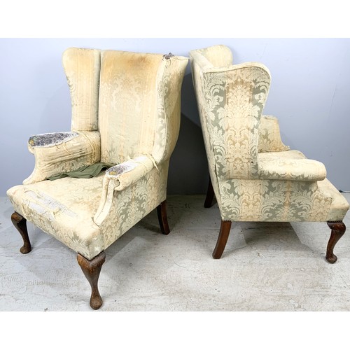 692 - PAIR OF  HIGHBACK  WING ARM CHAIRS A/F 104cm TALL