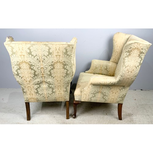 692 - PAIR OF  HIGHBACK  WING ARM CHAIRS A/F 104cm TALL