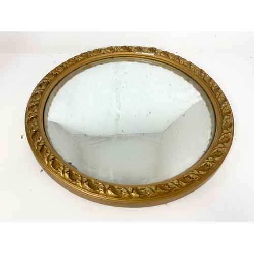 37 - ROUND CONVEX MIRROR TOGETHER WITH AN OVAL DRESSING TABLE MIRROR