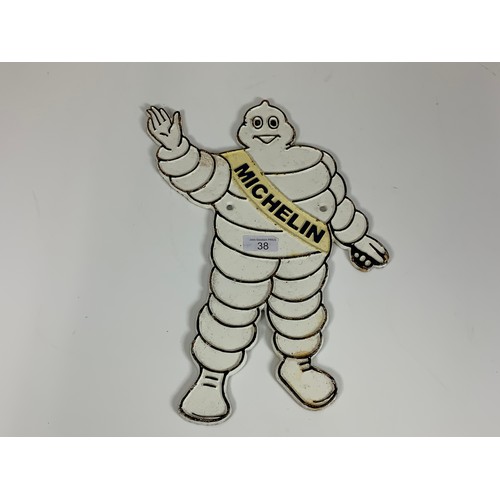 38 - CAST FLAT MICHELIN MAN ADVERTISING PLAQUE, APPROX. 35 CM X 29 CM MAX