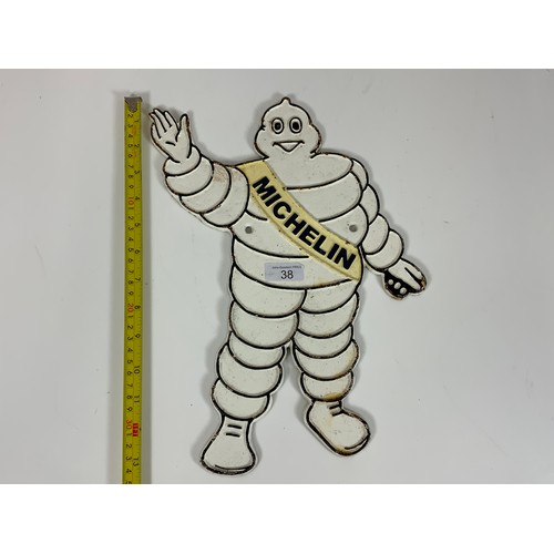 38 - CAST FLAT MICHELIN MAN ADVERTISING PLAQUE, APPROX. 35 CM X 29 CM MAX