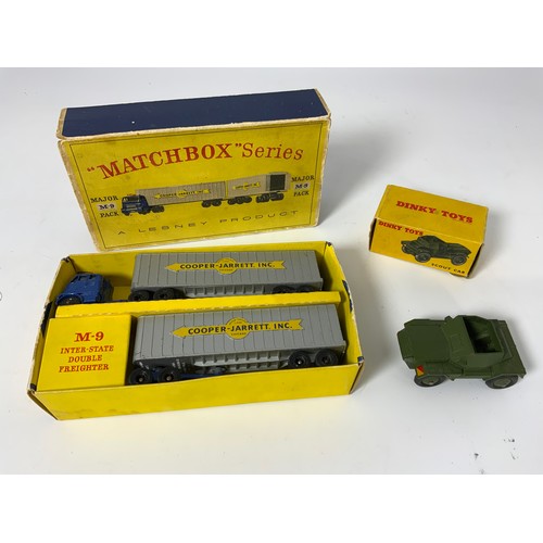 148 - MATCHBOX MAJOR PACK M-9 PACK BOXED T/W DINKY TOY 675 SCOUT CAR BOXED