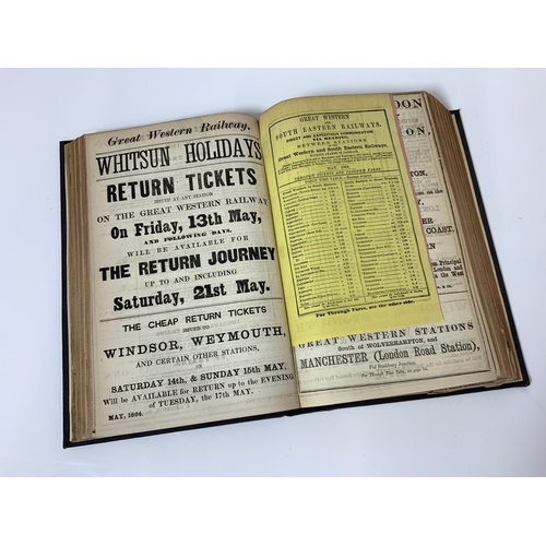 212 - GREAT WESTERN RAILWAY TIME TABLE, 1864, MAPS & INSERTS, ODD PAGES CUT