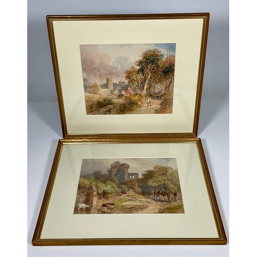 32 - HENRY HARRIS LINES, PR. WATERCOLOURS DEPICTING RURAL SCENES, approx. 30 x 22 cm