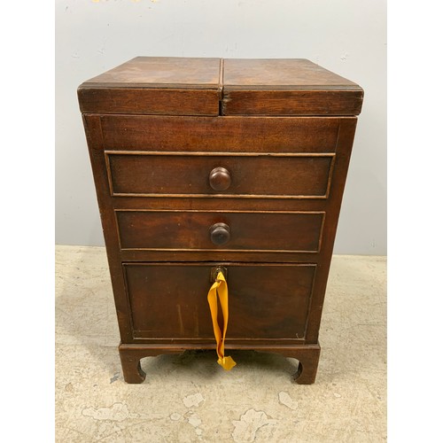 MAHOGANY CONVERTED POT CUPBOARD WITH 2 DRAWERS 60cm TALL