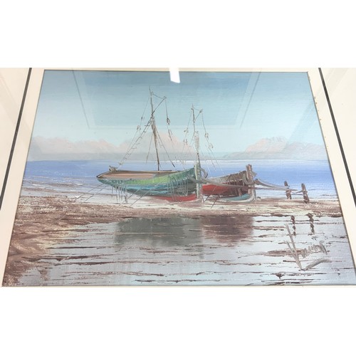 40 - PAIR OF PAINTINGS  OF FISHING BOATS SIGNED VICENT