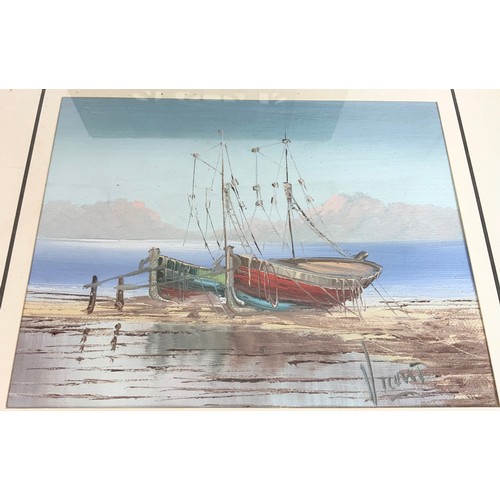 40 - PAIR OF PAINTINGS  OF FISHING BOATS SIGNED VICENT