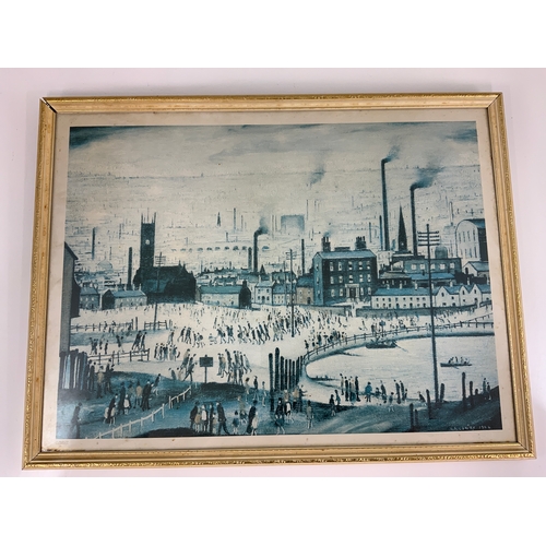 46 - FRAMED LS LOWRY PRINT, AN INDUSTRIAL TOWN