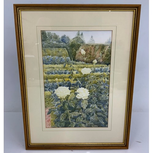 19 - 2 WATERCOLOURS JAMES CORDERY GARDEN SCENE, STILL LIFE PANSIES WATERCOLOUR