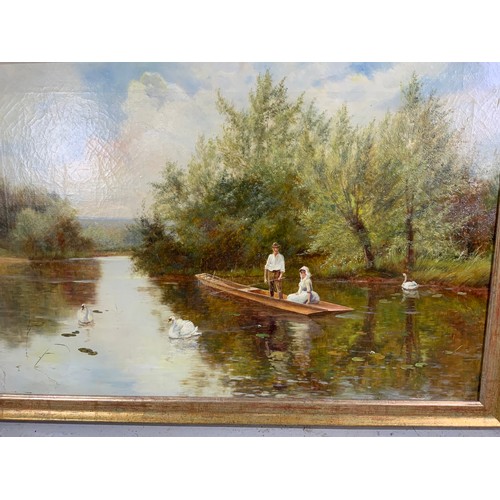 4 - OIL ON CANVAS MEAN HURLEY ON THE THAMES SIGNED J HINES  75cm x 50cm