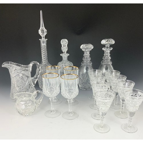 SET OF 8 GOOD QUALITY DRINKING GLASSES WITH FACETED AND OTHER MISC