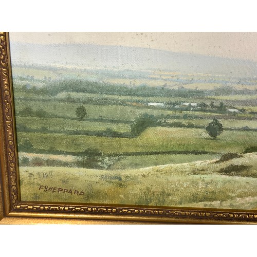 6 - F SHEPPARD, OIL ON CANVAS ENTITLED ‘VIEW FROM MARCLE TOWARDS LEDBURY, NEAR AYLTON COURT’