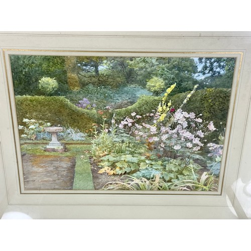 25 - E A CHADWICK WATERCOLOUR GARDEN SCENE WITH RUSKIN GALLERIES LABEL, & ANOTHER, A SEPTEMBER GARDEN