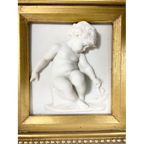 12 - GILT FRAMED 36cm x 34cm PARIAN PLAQUE OF A CHILD